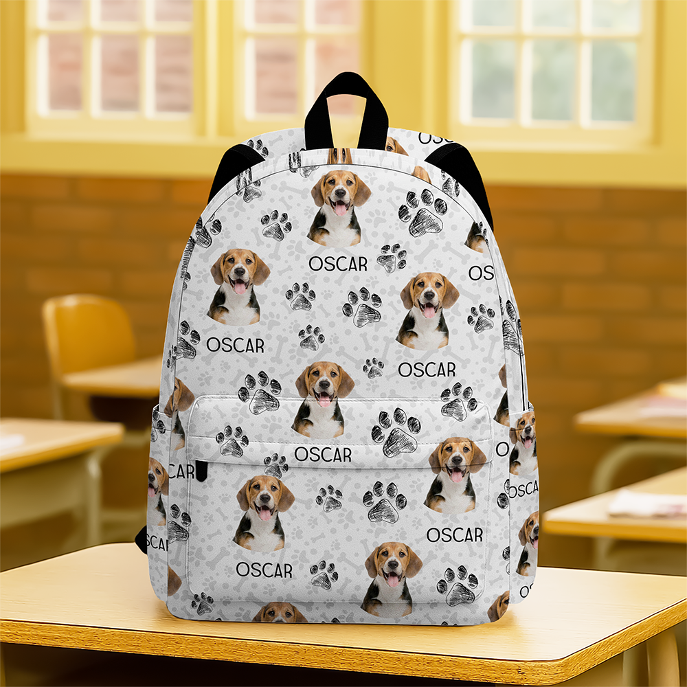 Personalized Photo Pet Paw Backpack Custom Gift for Dog Lover HN590 - Printed Backpack GradoCreations
