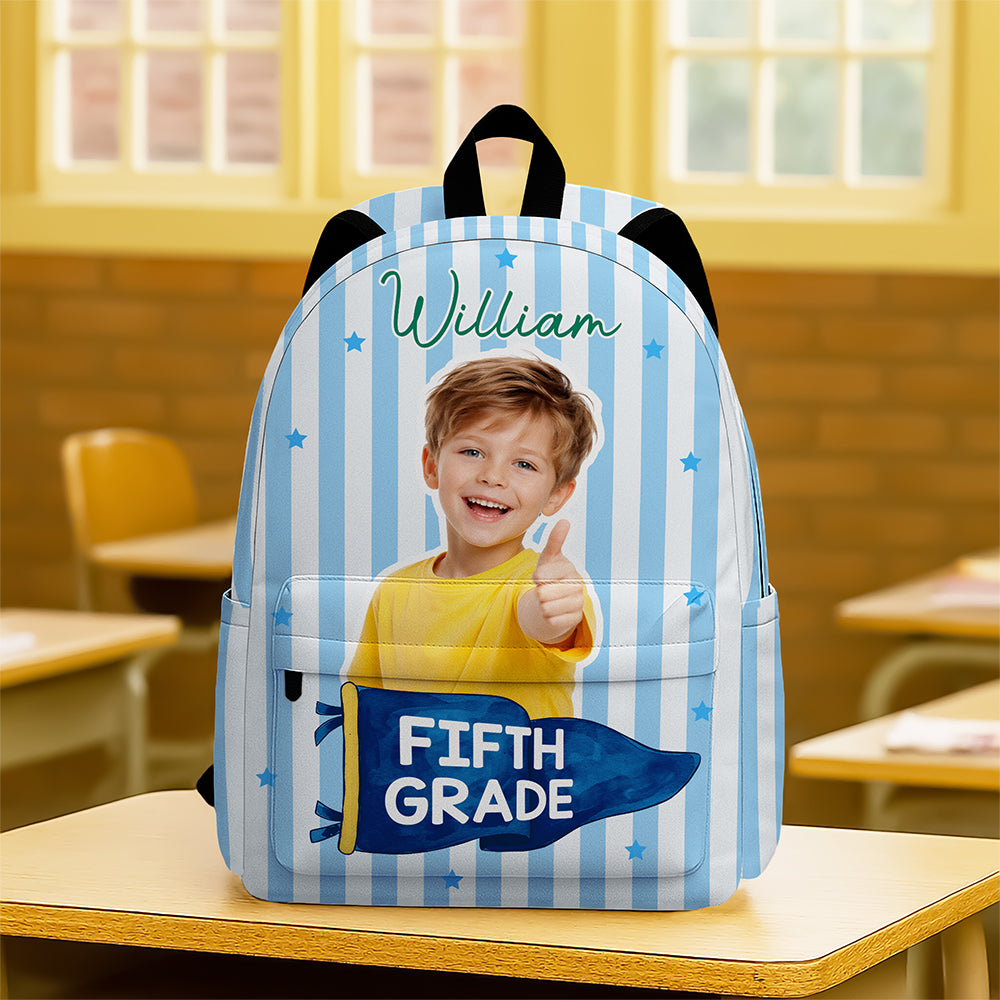 Personalized Photo Pennant Backpack Custom Gift for Kids HN590 - Printed Backpack GradoCreations