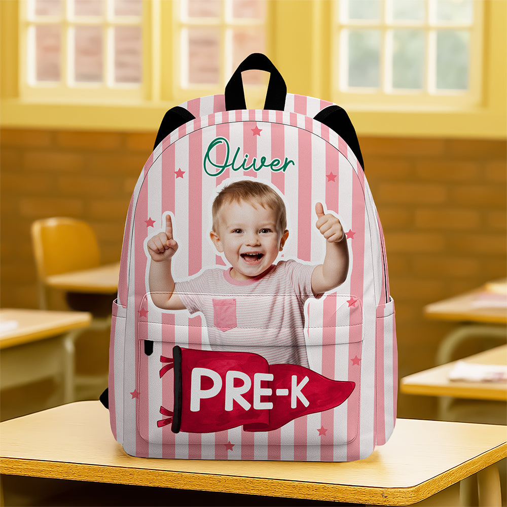 Personalized Photo Pennant Backpack Custom Gift for Kids HN590 - Printed Backpack GradoCreations
