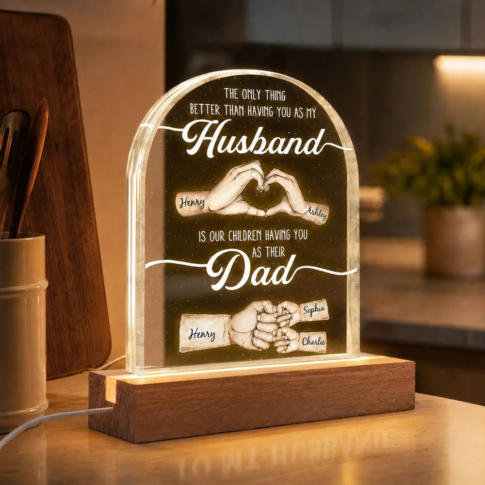 Personalized 3D LED Light Gift for Husband Dad Hand Heart
