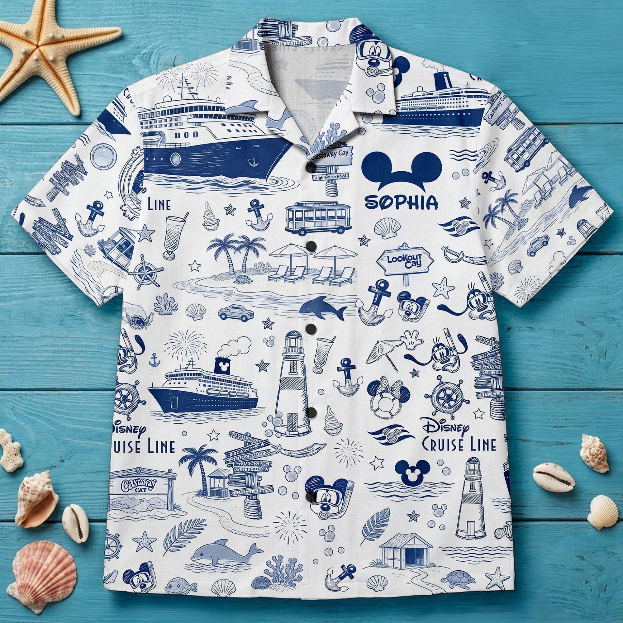 Personalized Hawaiian Shirt with Magical Mouse Design for Movie Fans