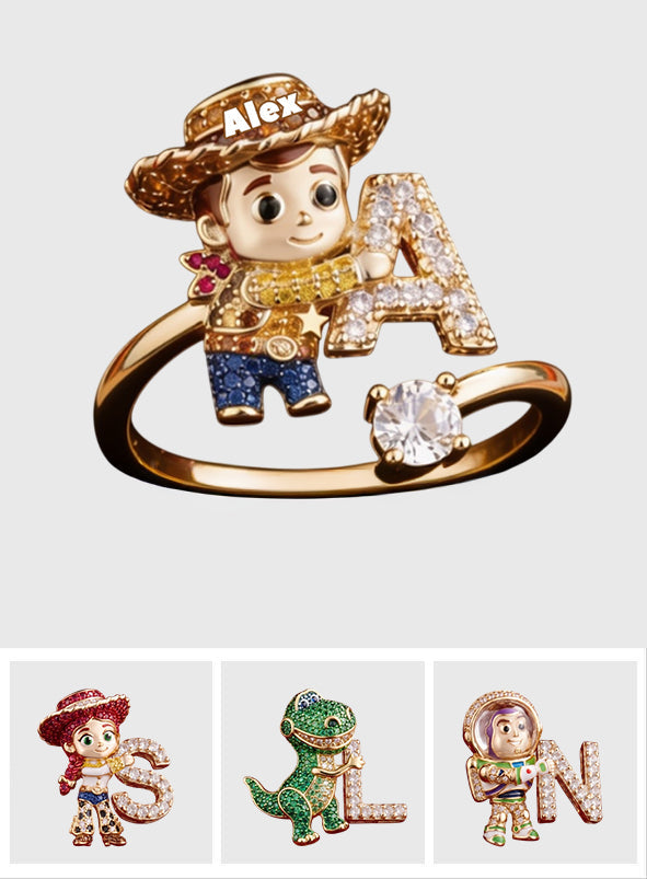 Personalized Kids Movie Theme Adjustable Ring Custom Name Gift Adjustable Shaped Ring GradoCreations