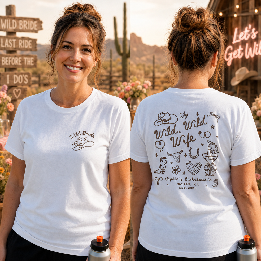 Personalized Custom Bachelorette T-Shirt Gift for Bride T-Shirt Font and Back GradoCreations