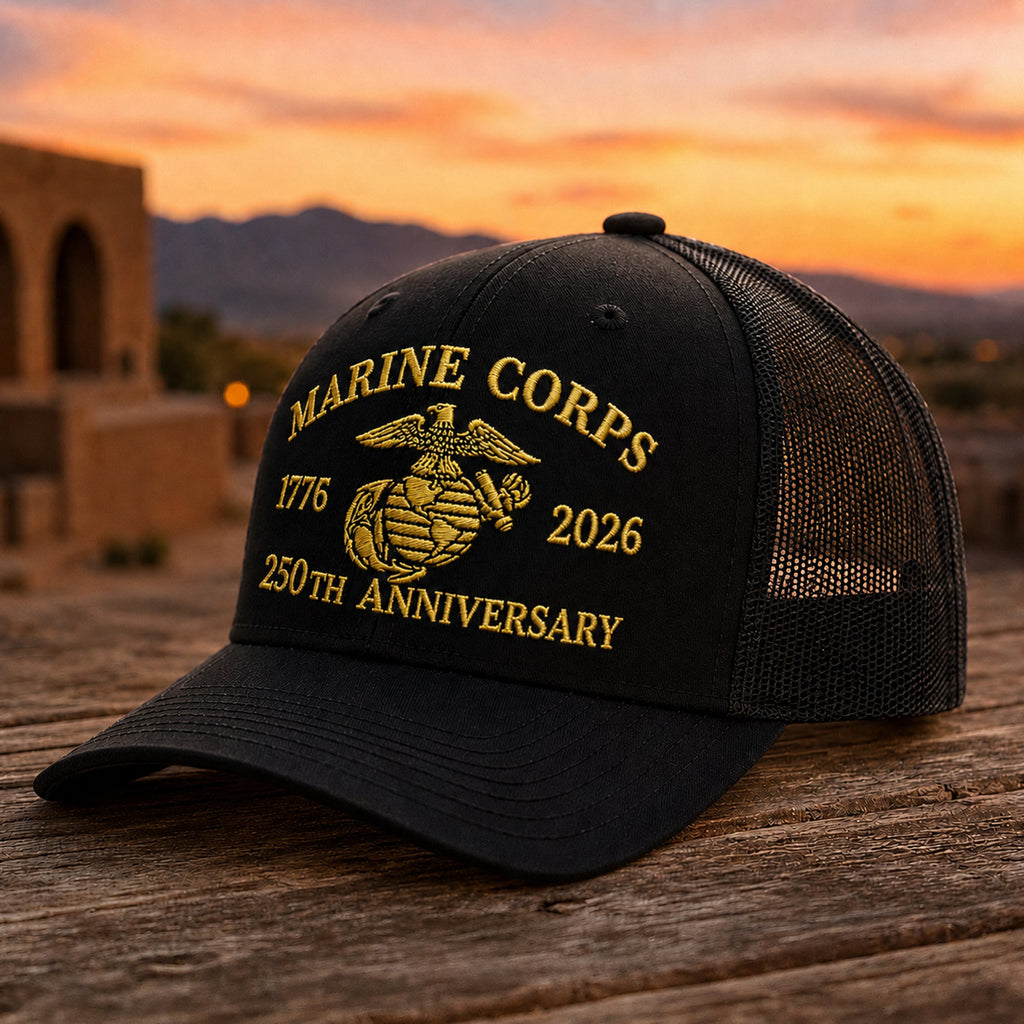 Personalized Marine Corps Trucker Hat Custom Embroidery Gift HN590 - Embroidered Trucker Hat fix GradoCreations