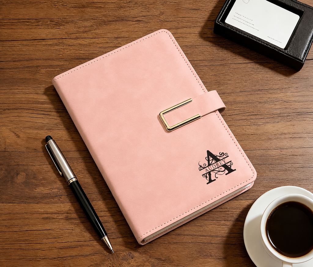 Personalized Engraved Leather Notebook Set with Pen Gift for Dad HN590 - Engraved Leather Notebook FIX GradoCreations