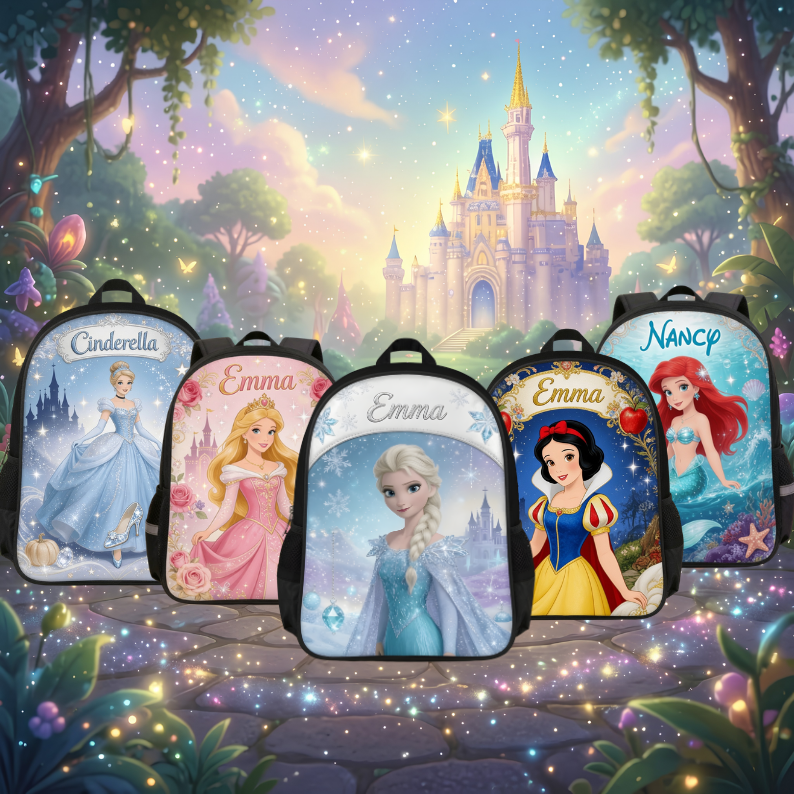 Personalized Princess Backpack Set with Lunch Bag & Water Bottle | Back to School Gift