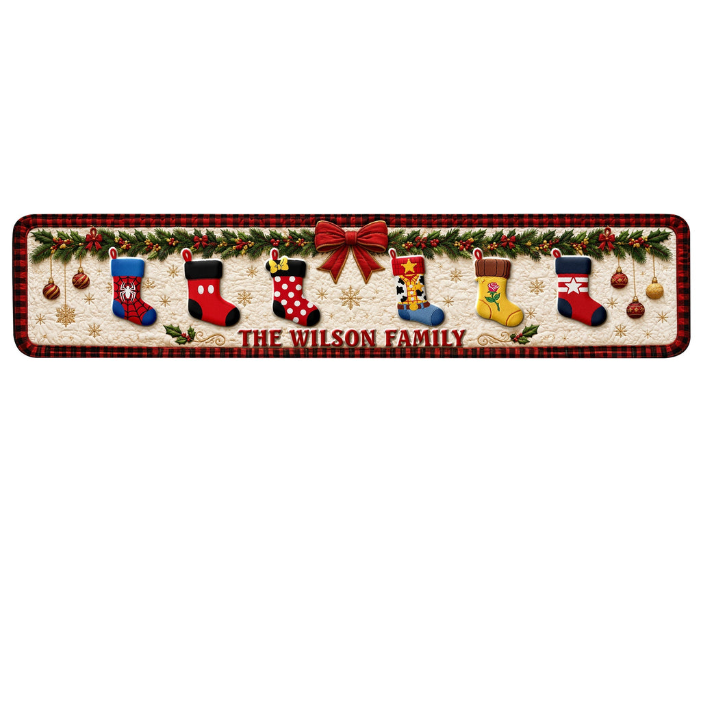 Personalized Family Name Christmas Table Runner Decor Gift Quilt Table Runner GradoCreations