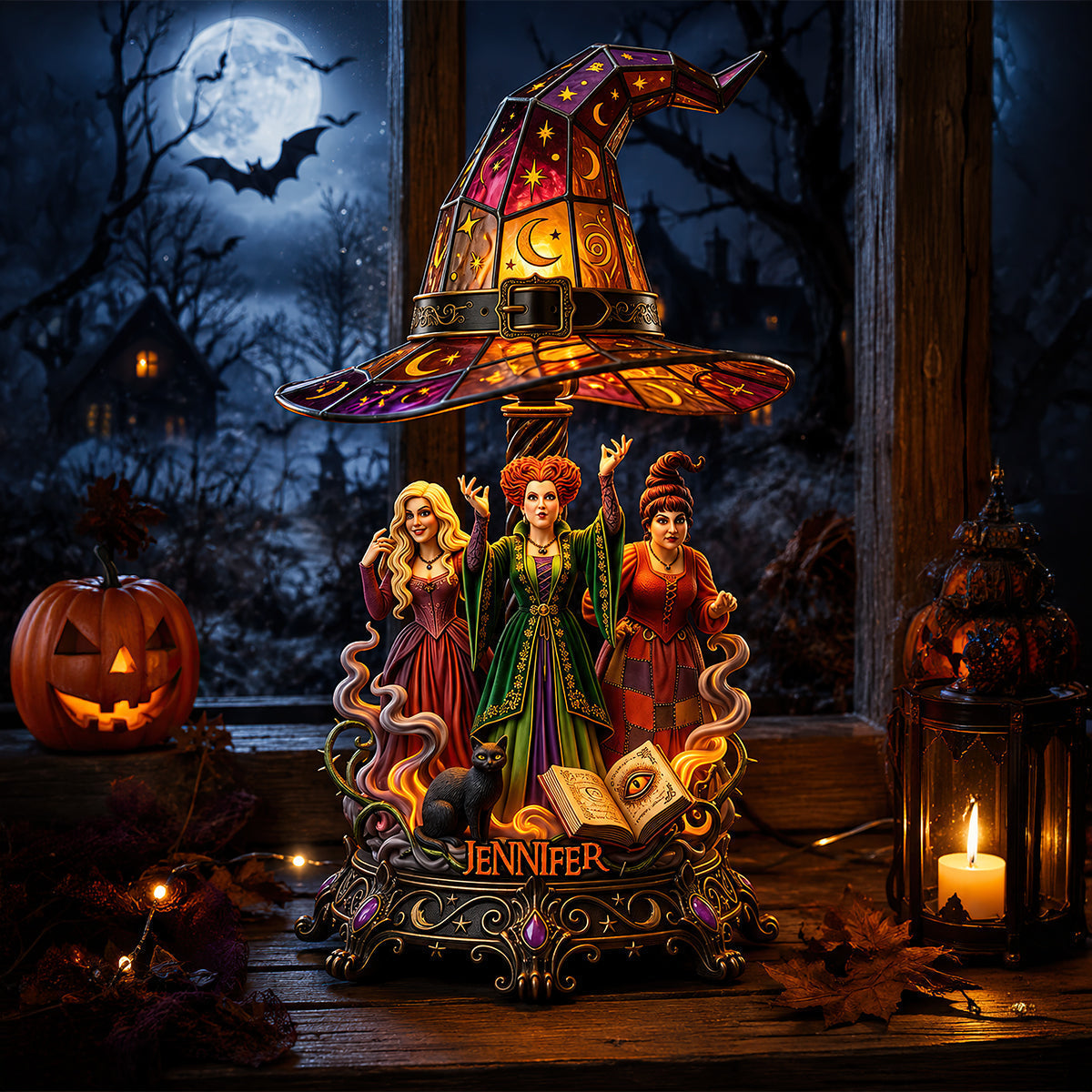 Personalized Acrylic Light Box with Witches Design - Halloween Decor Gift Acrylic Light Box GradoCreations