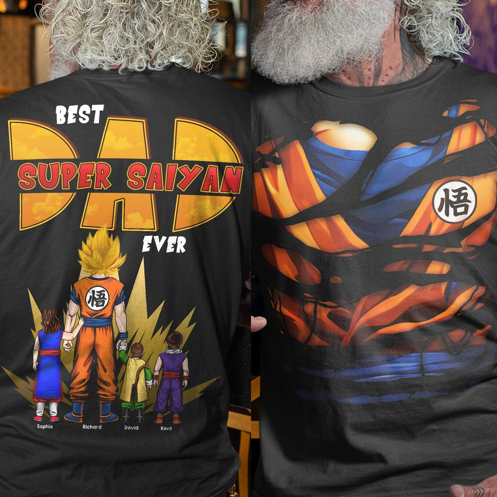 Personalized Super Saiyan Dad Shirt Custom Name Gift for Father's Day