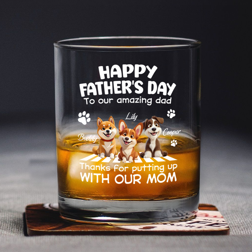 Personalized Whiskey Glass Gift for Dog Dad - Father's Day HN590 - Print Rock Glass GradoCreations