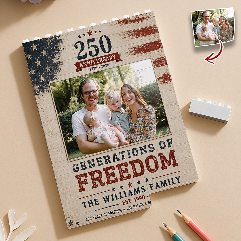 Custom Photo Building Blocks Patriotic Family Gift 250th Anniversary HN590 - Building Blocks GradoCreations