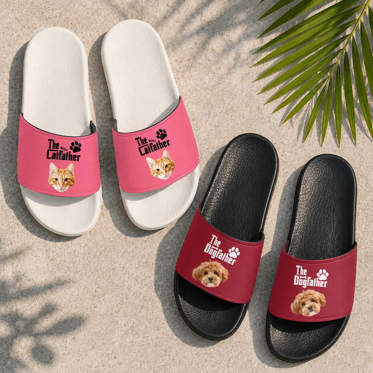 Personalized Dog Photo Slide Sandals Custom Gift for Dog Dad HN590 - Slide Sandals GradoCreations