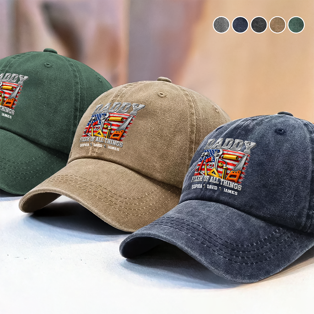 Personalized Washed Denim Baseball Cap Gift for Dad HN590 - Washed Denim Baseball Cap GradoCreations