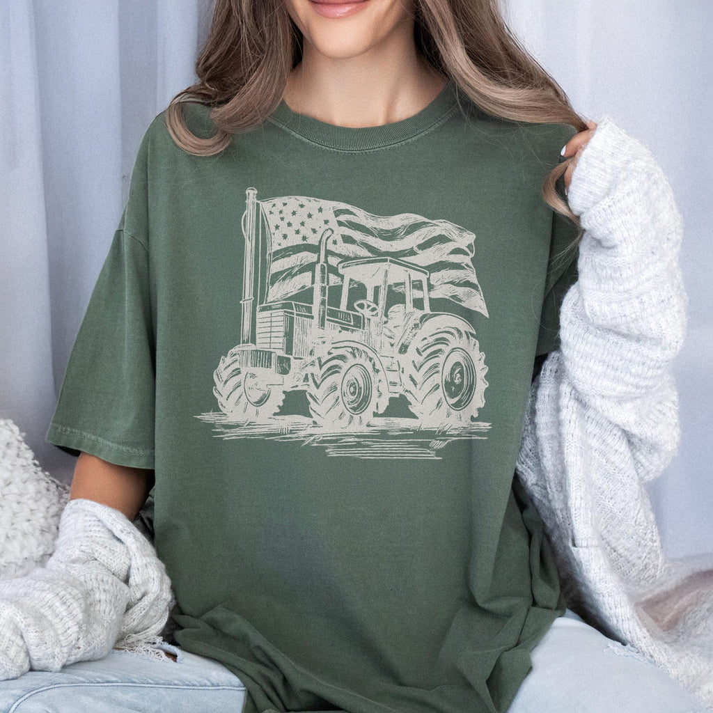 Personalized American Flag Comfort Shirt Independence Day Gift for Farmers and Truckers Comfort Shirt GradoCreations