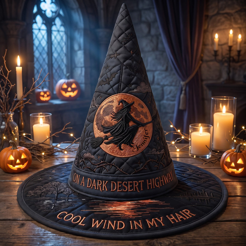 Personalized Quilted Witch Hat for Halloween Costume | Custom Gothic Style Quilt Witch Hat GradoCreations