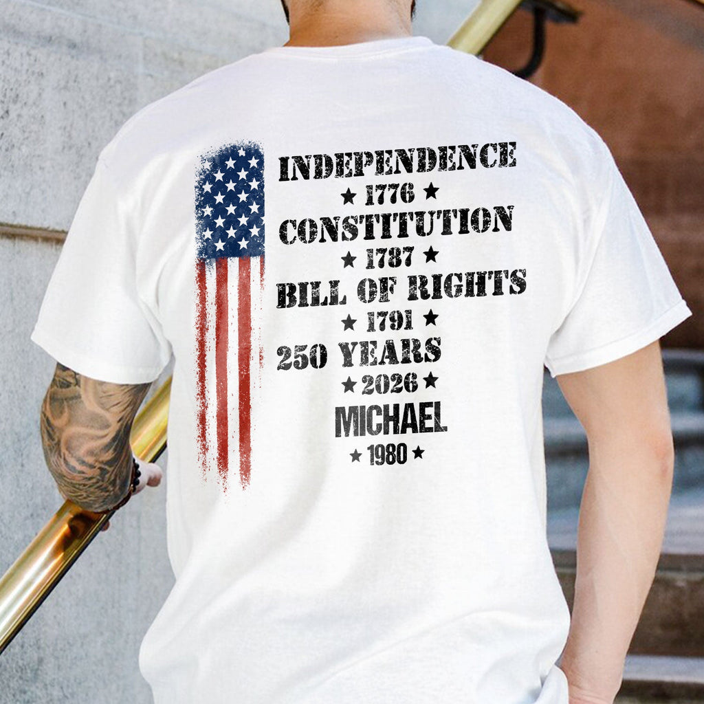 Personalized 250 Years of America Shirt Custom Name Gift for Dad HN590 - Tshirt Back GradoCreations
