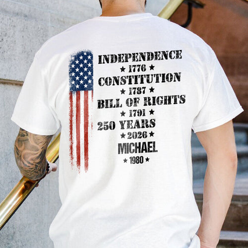 Personalized 250 Years of America Shirt Custom Name Gift for Dad HN590 - Tshirt Back GradoCreations