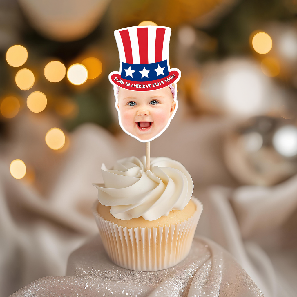 Personalized 4th of July Cupcake Topper Custom Photo Decoration HN590 - Cupcake Topper GradoCreations
