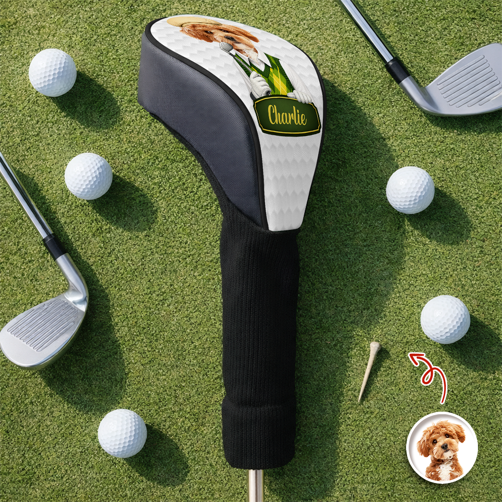 Personalized Dog Photo Golf Club Head Cover Gift for Dog Dad HN590 - Golf Club Head Cover GradoCreations