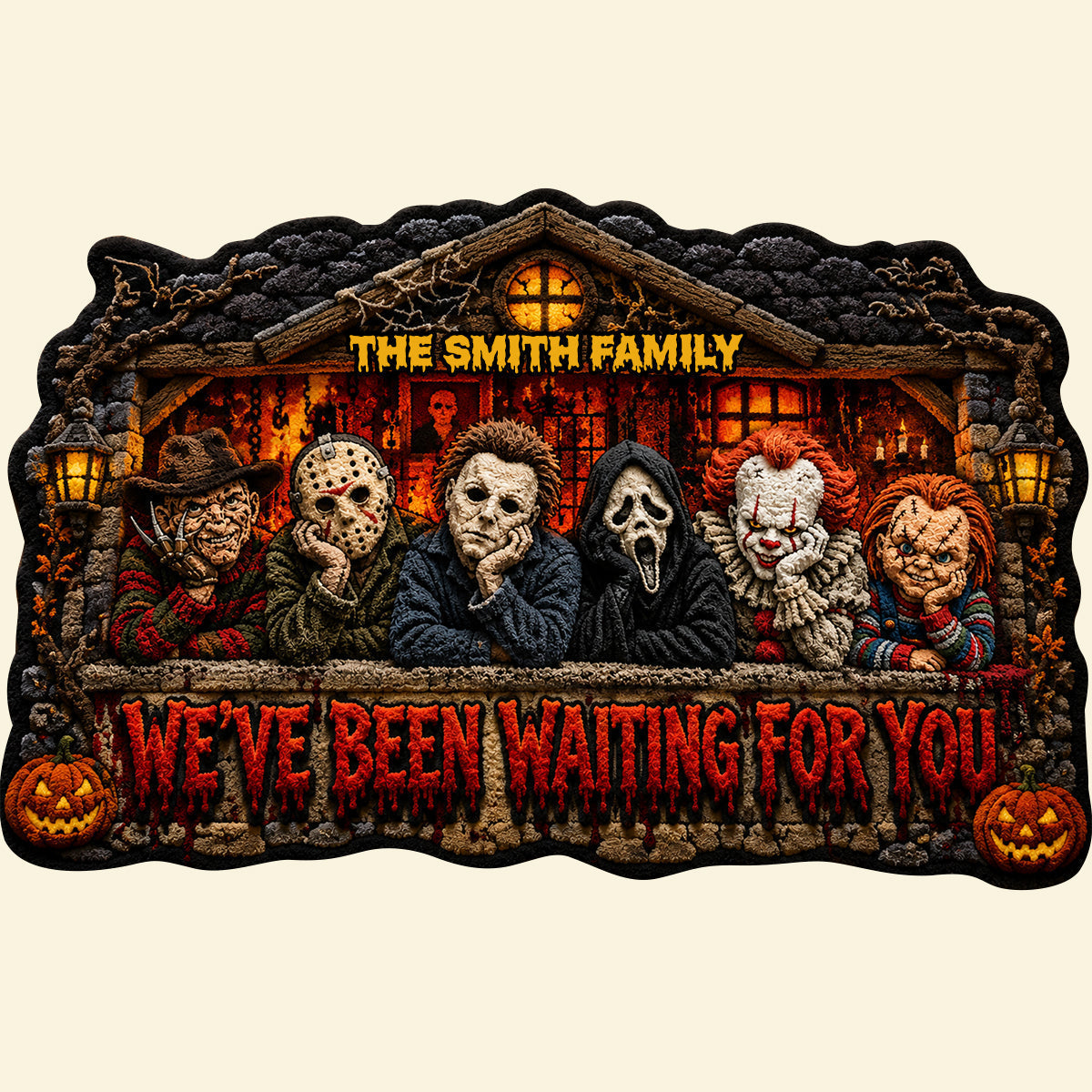 Personalized Horror Characters Shape Doormat - Halloween Family Gift Shape Doormat GradoCreations