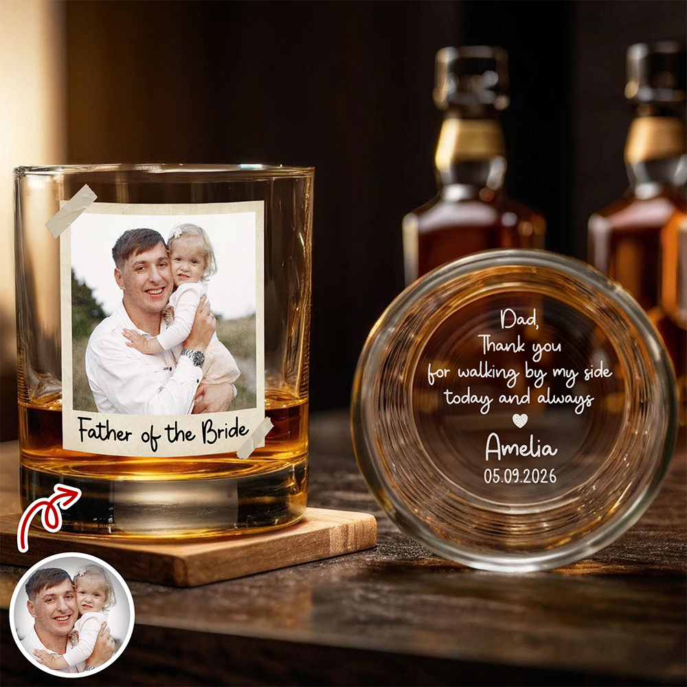 Personalized Father of the Bride Whiskey Glass Custom Gift for Wedding Day HN590 - Print Rock Glass GradoCreations
