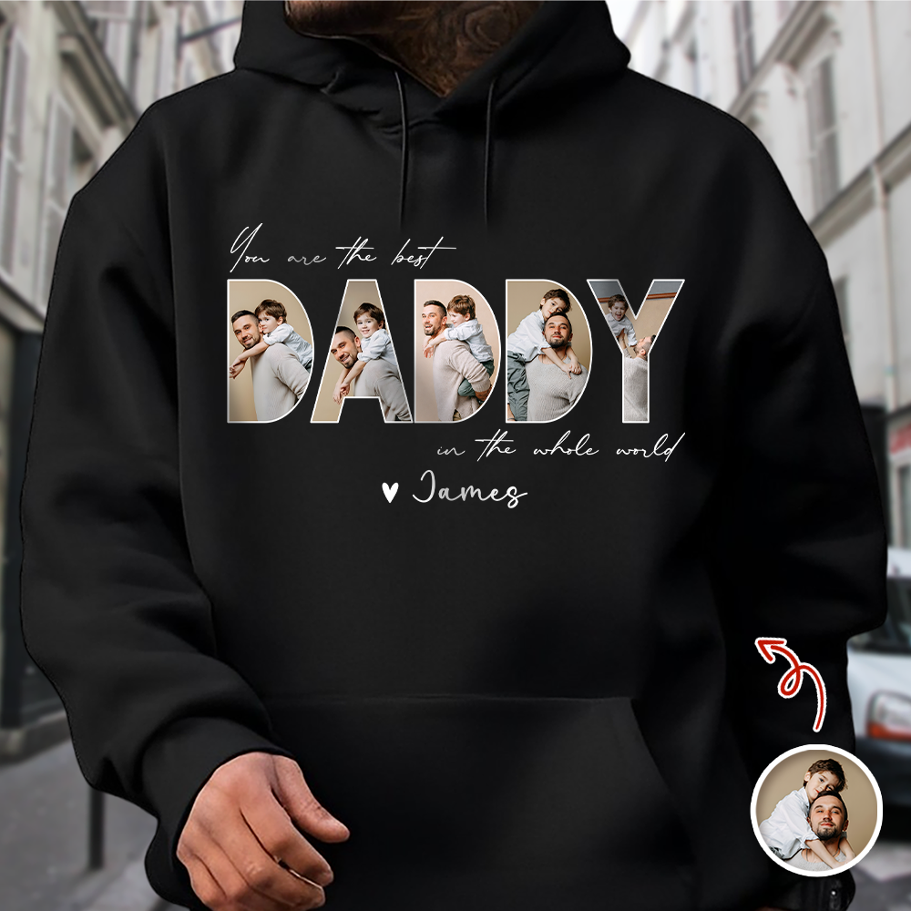 Custom Photo Dark Shirt Gift for Dad | Personalized Father's Day Tee HN590 - Tshirt GradoCreations
