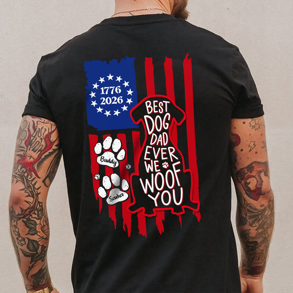 Personalized Best Dog Dad Shirt Custom Name Gift for Father's Day HN590 - Tshirt Back GradoCreations