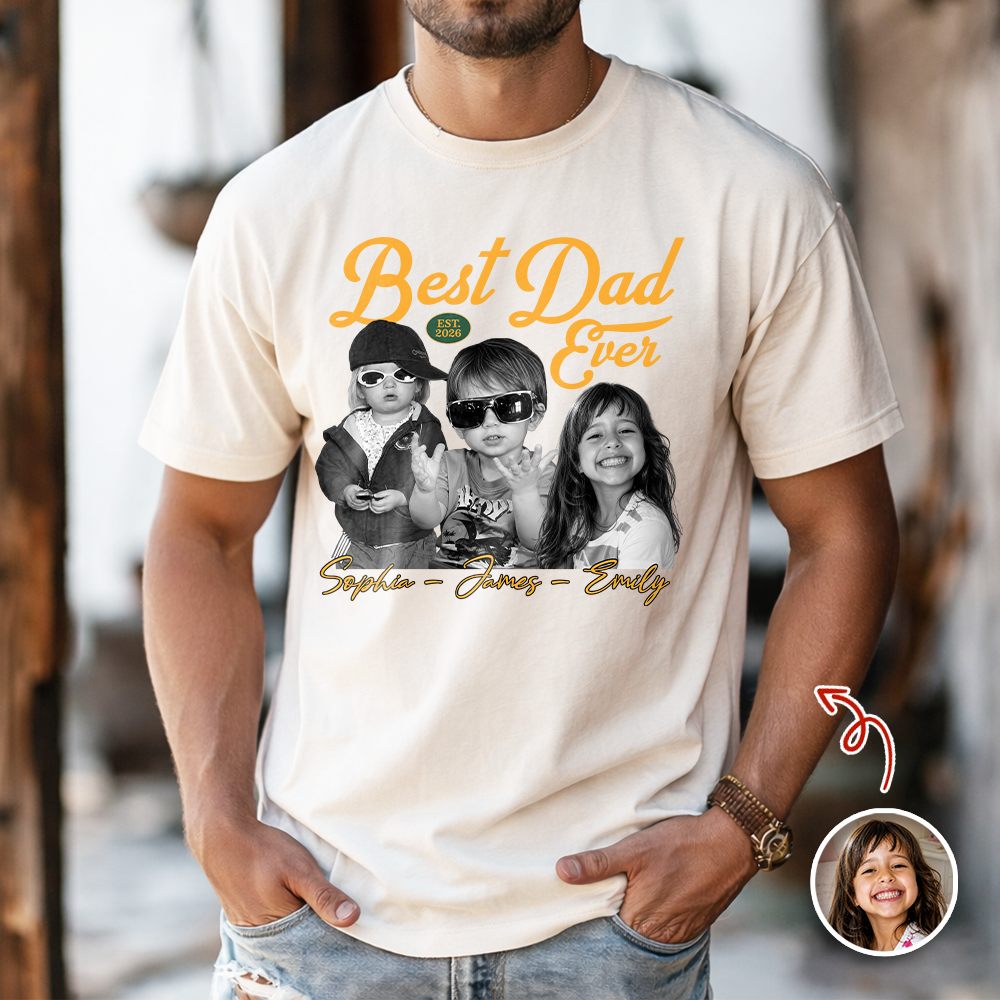 Personalized Photo Comfort Shirt Best Dad Ever Gift for Father's Day Comfort Shirt GradoCreations