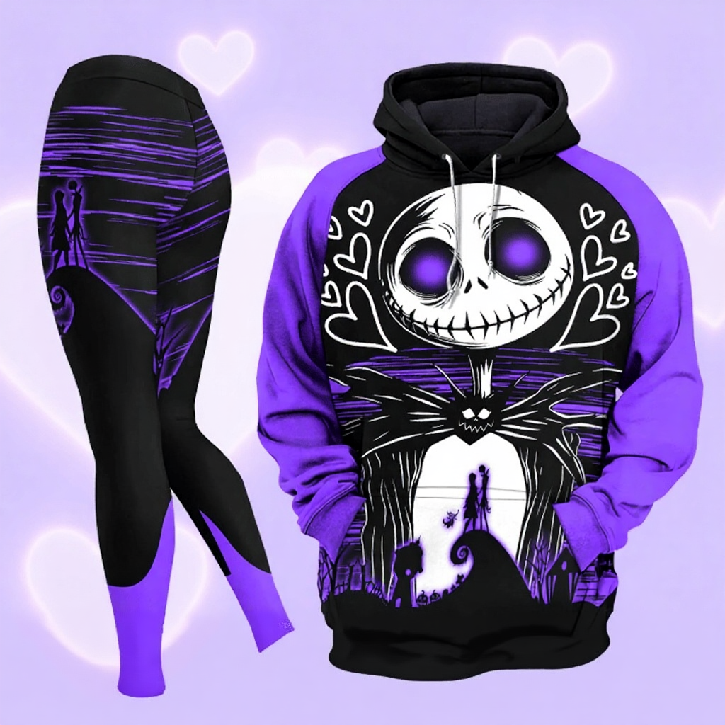 Personalized Spooky Couple Hoodie and Leggings Set | Halloween & Christmas Gift for Her