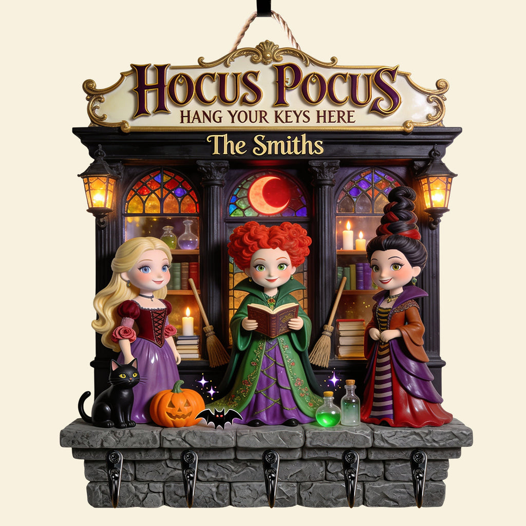 Personalized Hocus Pocus Hanging Key Rack Custom Name Gift for Movie Fans Hanging Rack GradoCreations