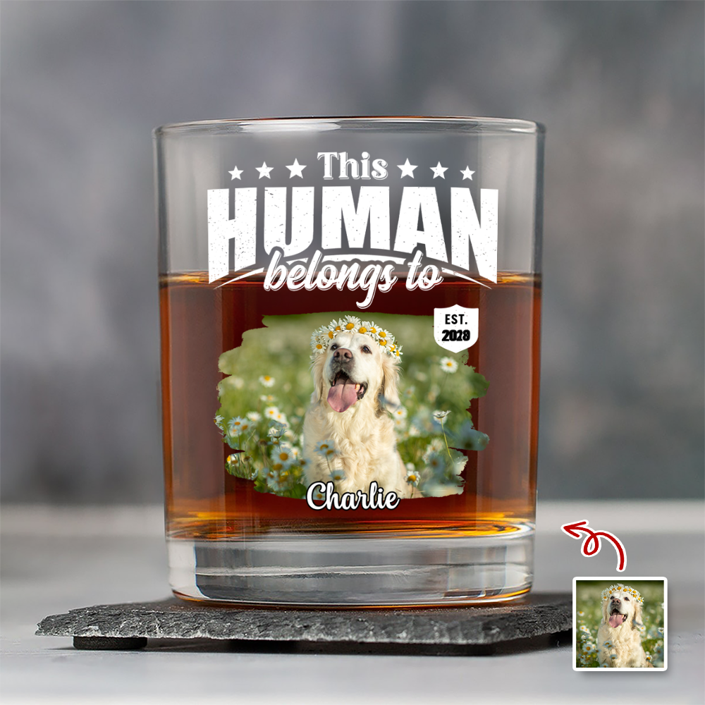 Personalized Rock Glass Custom Pet Photo Gift for Dog Dad HN590 - Print Rock Glass GradoCreations