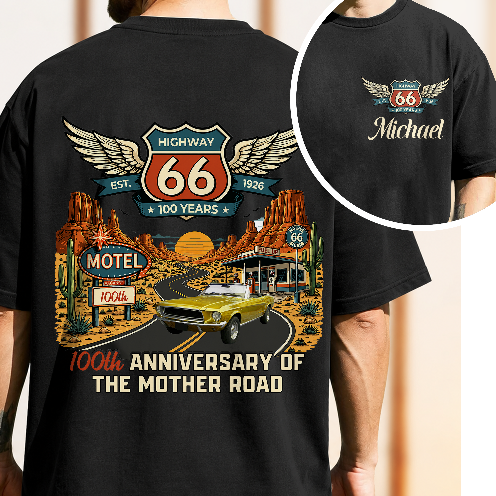 Personalized Route 66 Comfort Shirt Car Lover Gift Idea Back&Front Comfort Shirt GradoCreations