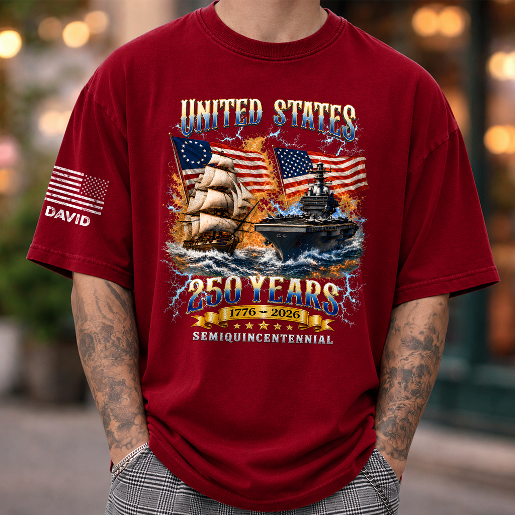 Personalized 250th Anniversary Eagle T-Shirt USA Gift Short Sleeve Print Shirt GradoCreations