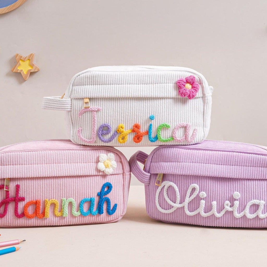 Personalized Corduroy Pencil Case Custom Name Gift for Kids HN590 - Corduroy Pencil Case FIX GradoCreations