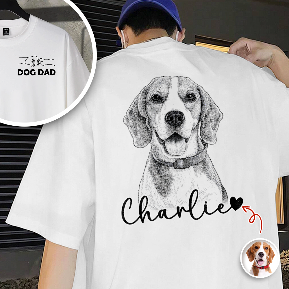 Personalized Dog Dad T-Shirt Custom Photo Gift for Dog Lovers HN590 - Tshirt Back & Front Fix GradoCreations