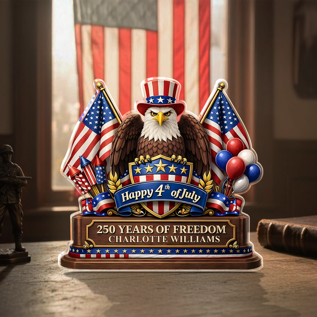 Personalized 250 Years of Freedom Acrylic Block Plaque for 4th of July Gift HN590 - Acrylic Block Plaque GradoCreations