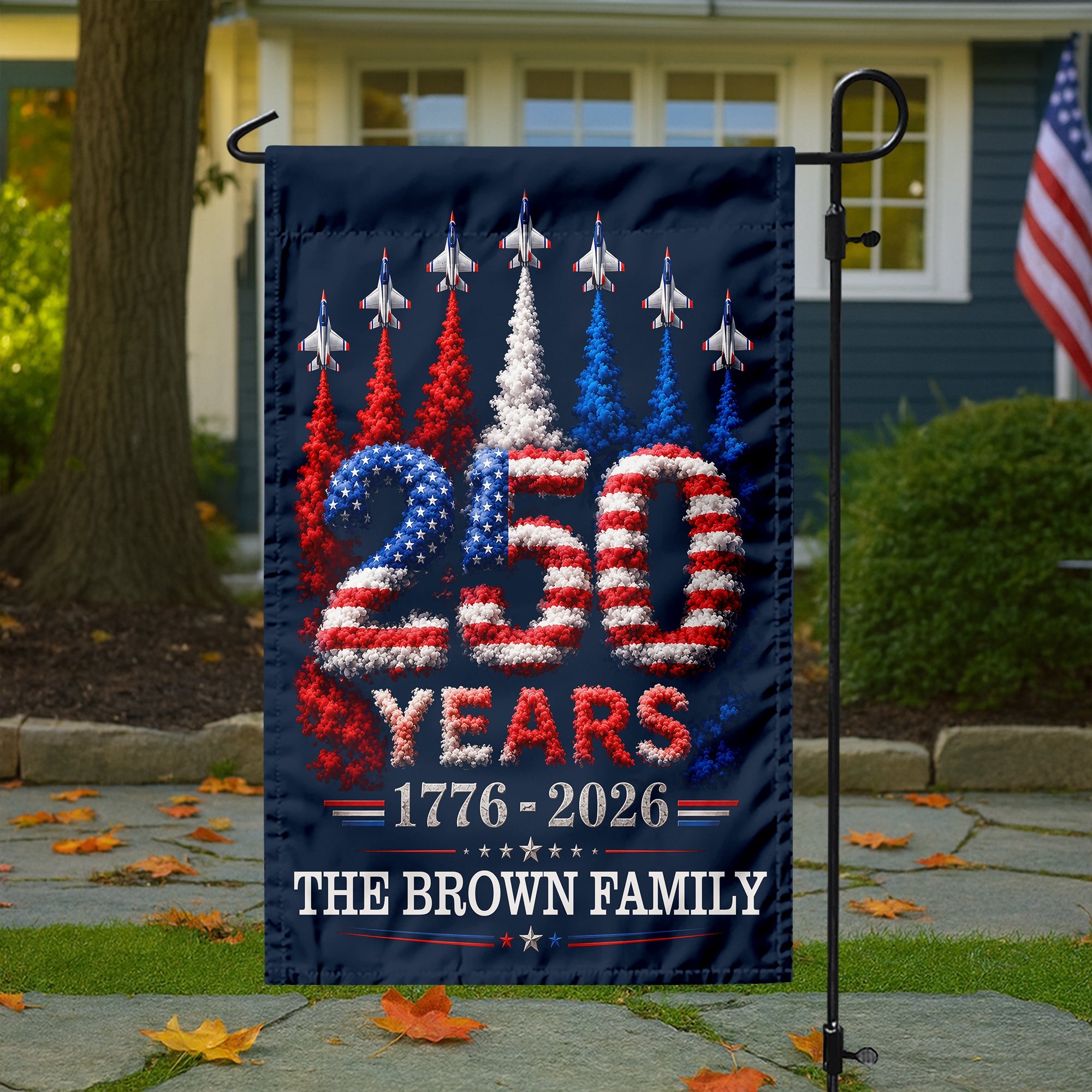 Personalized Patriotic Garden Flag Custom Family Name 250 Years HN590 - Garden Flag GradoCreations