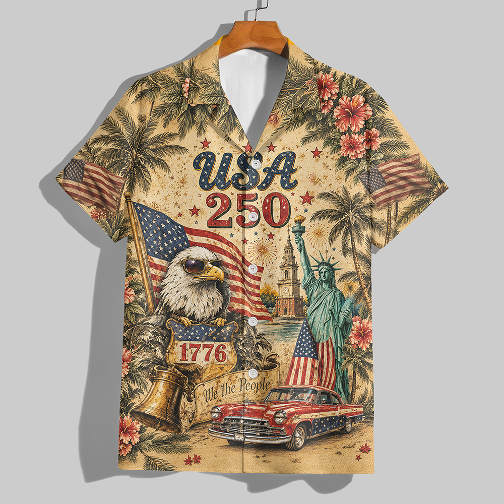 Personalized Hawaiian Shirt USA Flag Gift for 4th of July HN590 - AOP Hawai Shirt GradoCreations