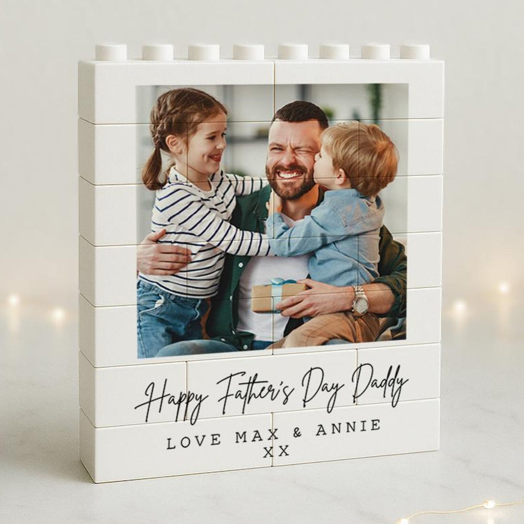 Personalized Photo Building Brick Gift for Dad Father's Day HN590 - Building Blocks GradoCreations