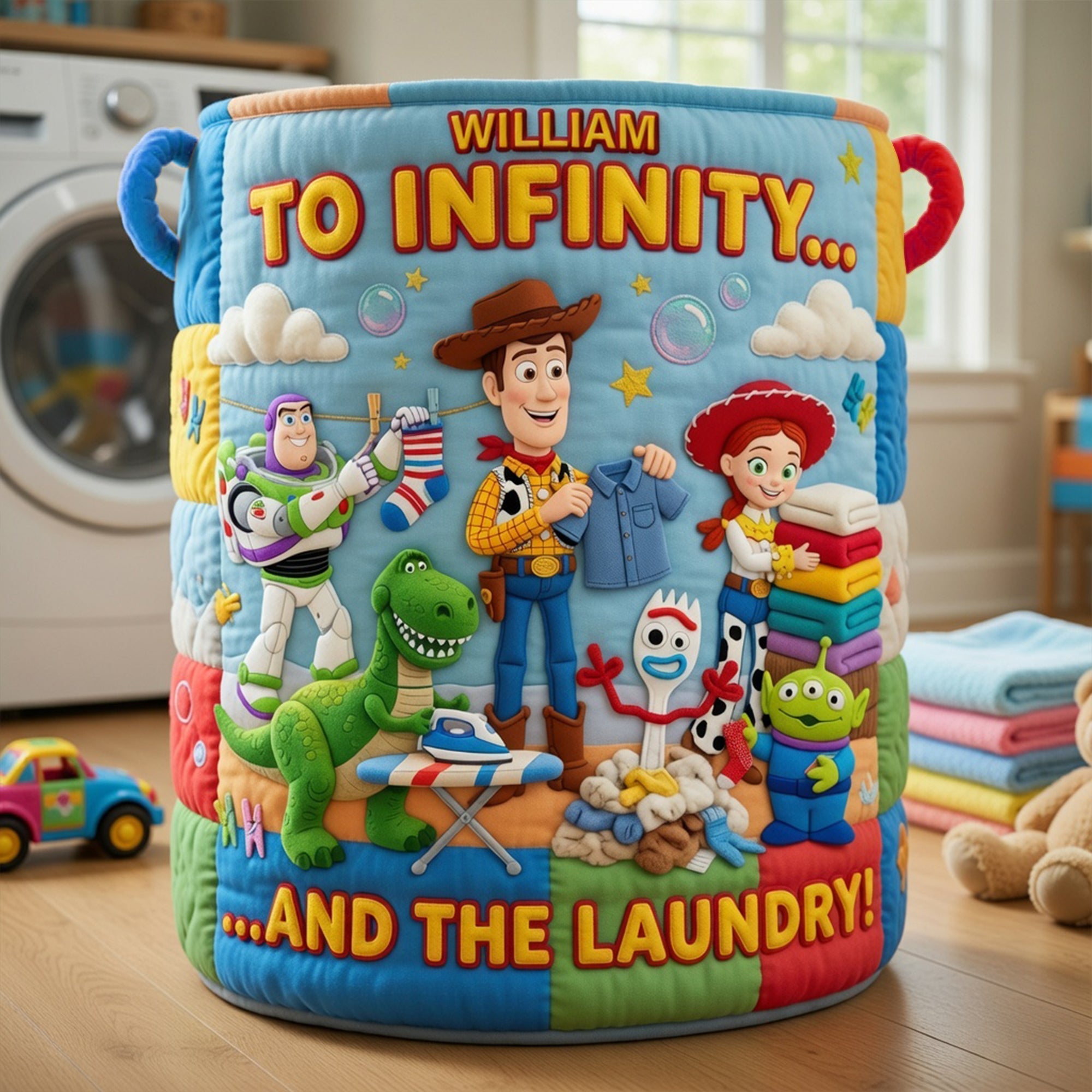 Personalized Quilted Laundry Basket Custom Name Gift for Kids