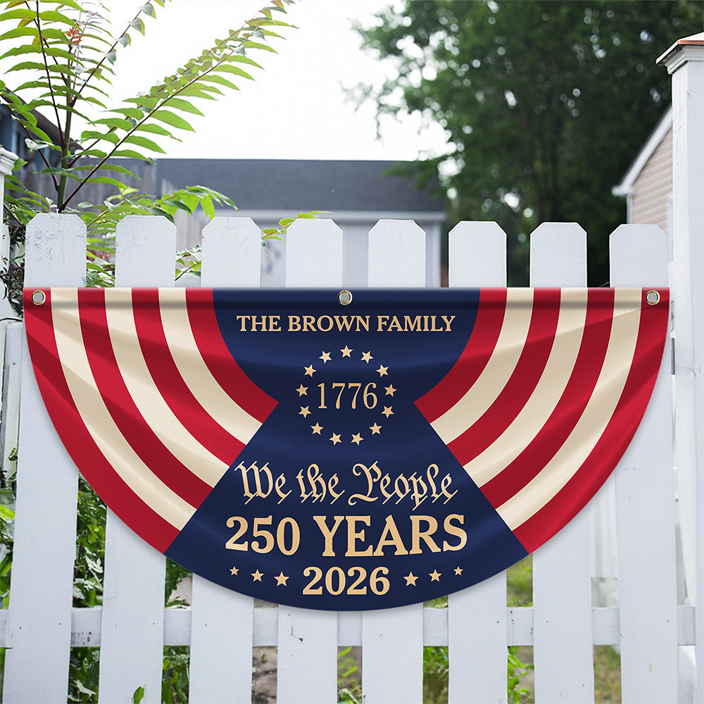 Personalized We The People Family Name Flag 4th of July Gift HN590 - Non-Pleated Fan Flag GradoCreations
