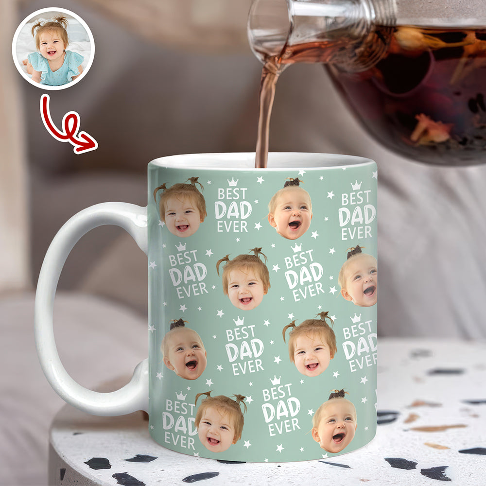 Personalized Best Dad Ever Coffee Mug Custom Photo Gift HN590 - edge to edge mug GradoCreations