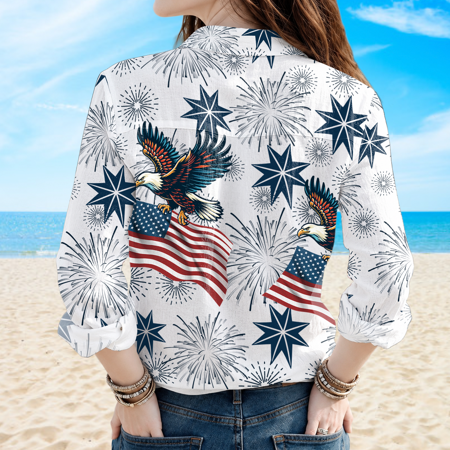 Personalized 250th Anniversary Eagle Blouse Shirt Gift for Women HN590 - Blouse Shirt Fix GradoCreations