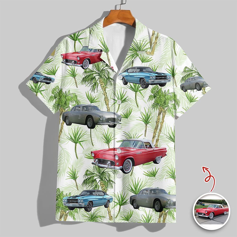 Personalized Classic Car Photo Hawaiian Shirt Gift for Dad HN590 - AOP Hawai Shirt GradoCreations