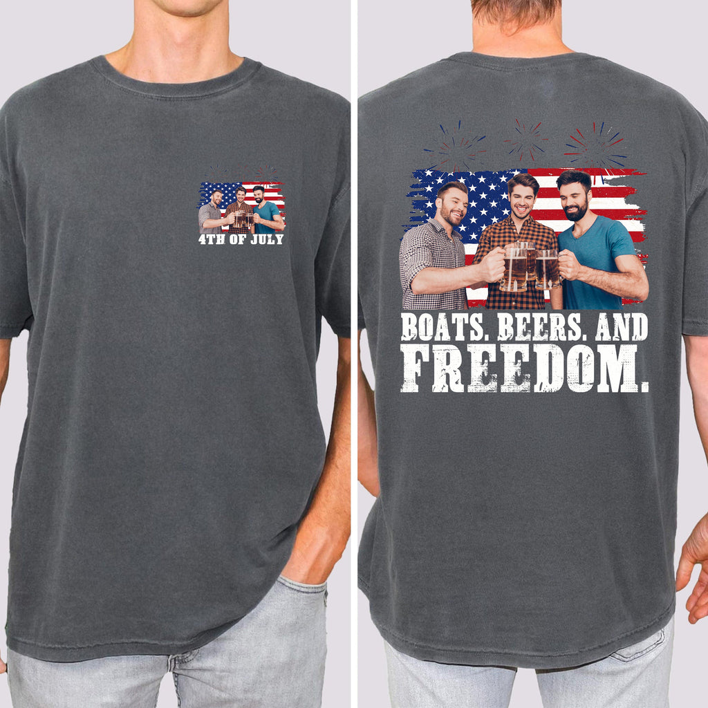 Personalized 4th of July Comfort Shirt Custom Photo Gift Back&Front Comfort Shirt GradoCreations