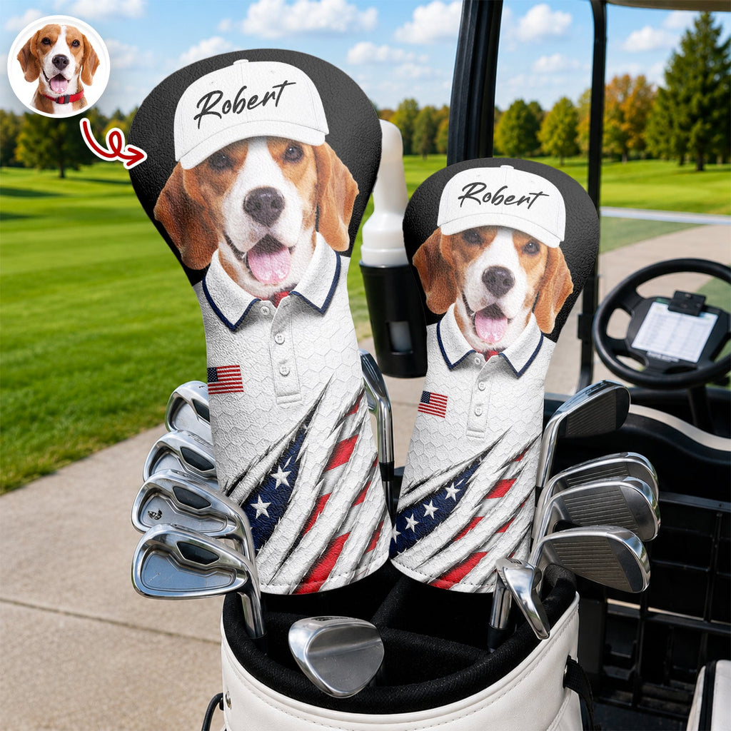 Personalized Dog Photo Golf Head Cover Custom Gift for Dad HN590 - Golf Head Cover GradoCreations