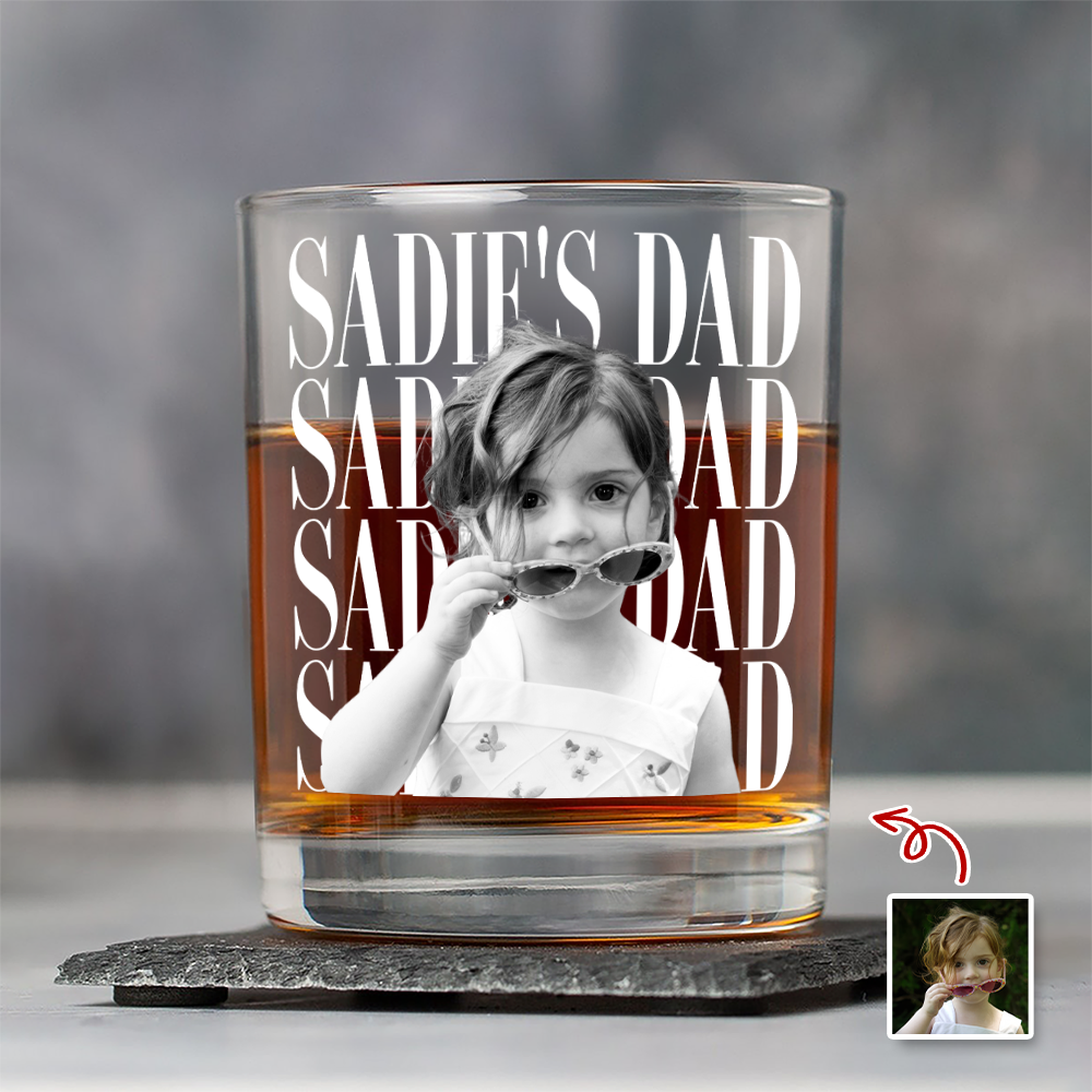 Personalized Vintage Photo Whiskey Glass Custom Gift for Dad HN590 - Print Rock Glass GradoCreations