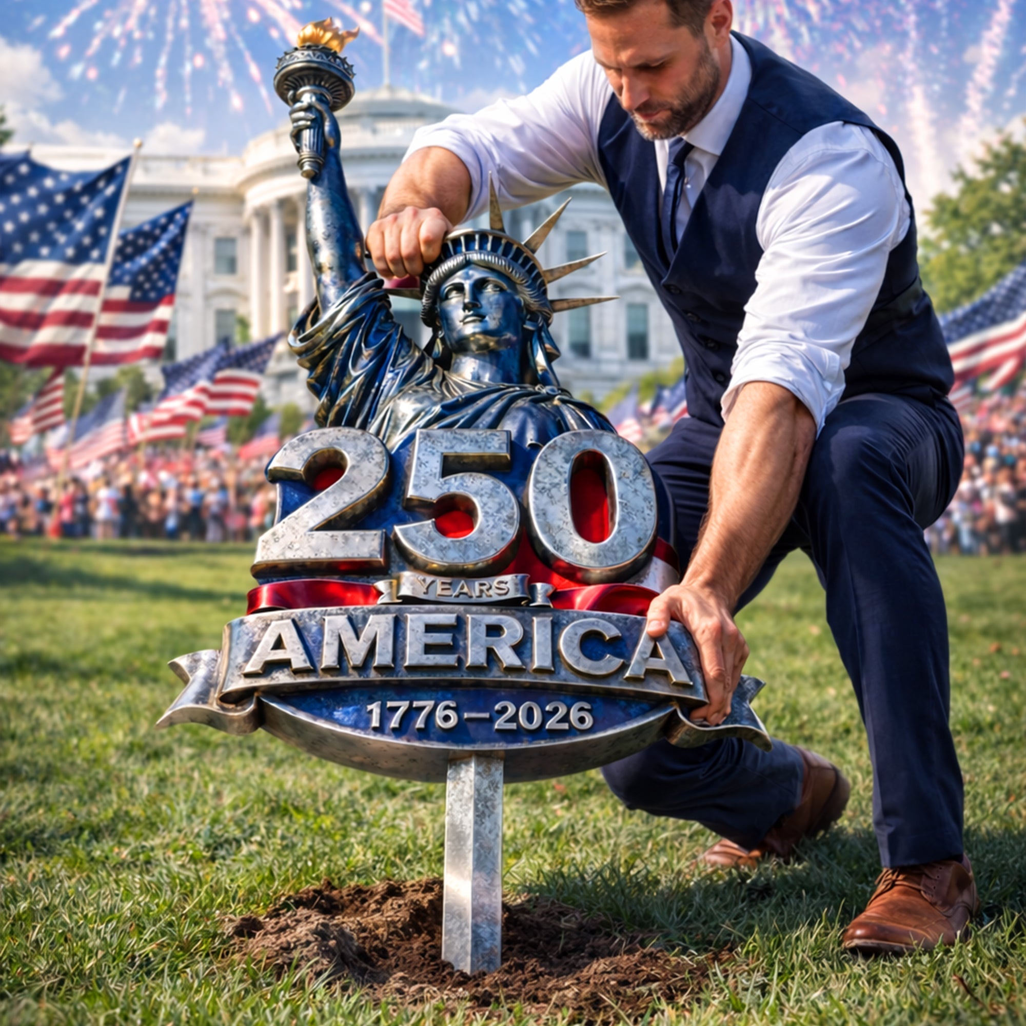 Personalized Metal Garden Stake Sign 250 Years America Gift for Family