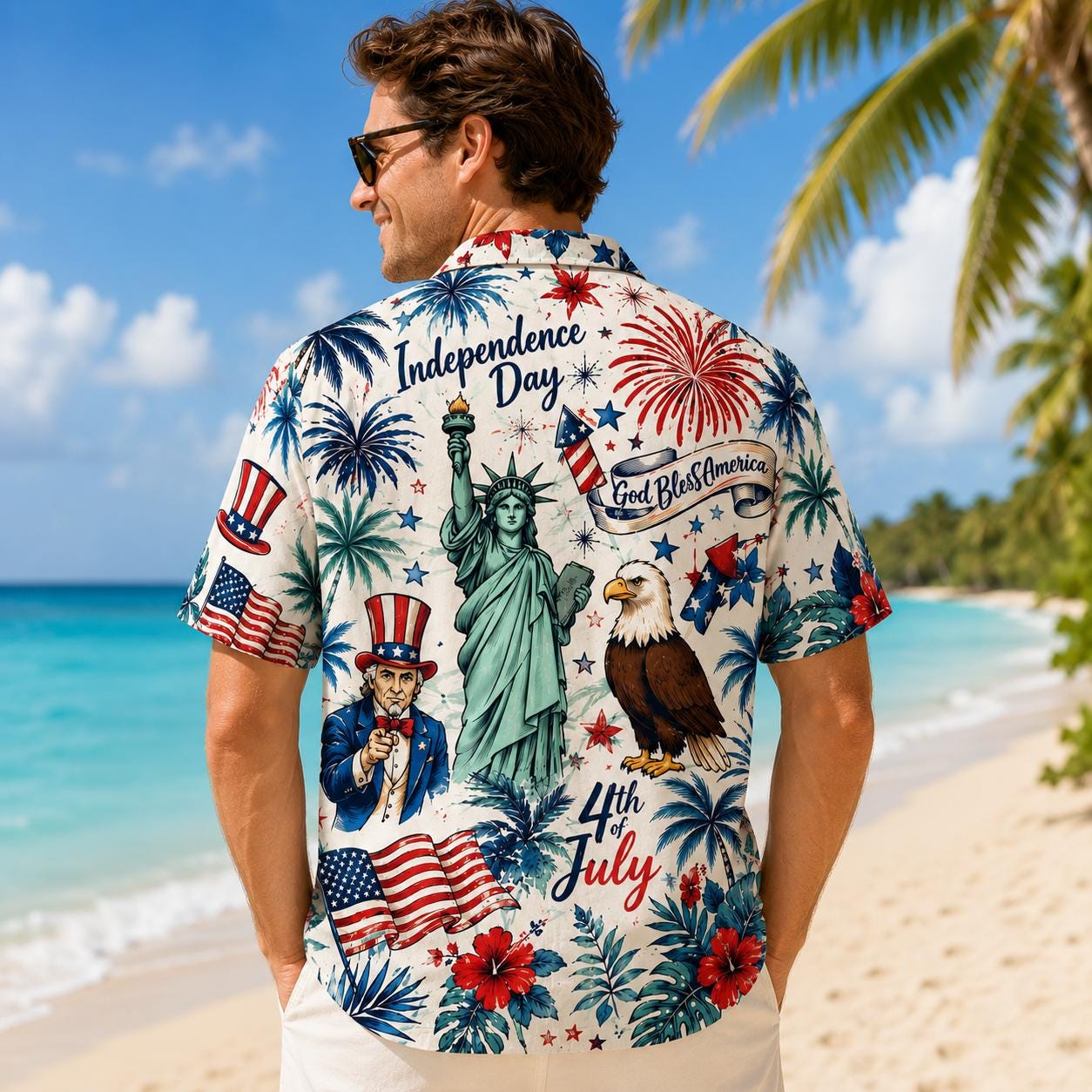 Personalized Independence Day Hawaiian Shirt Gift for Dad HN590 - AOP Hawai Shirt Fix GradoCreations