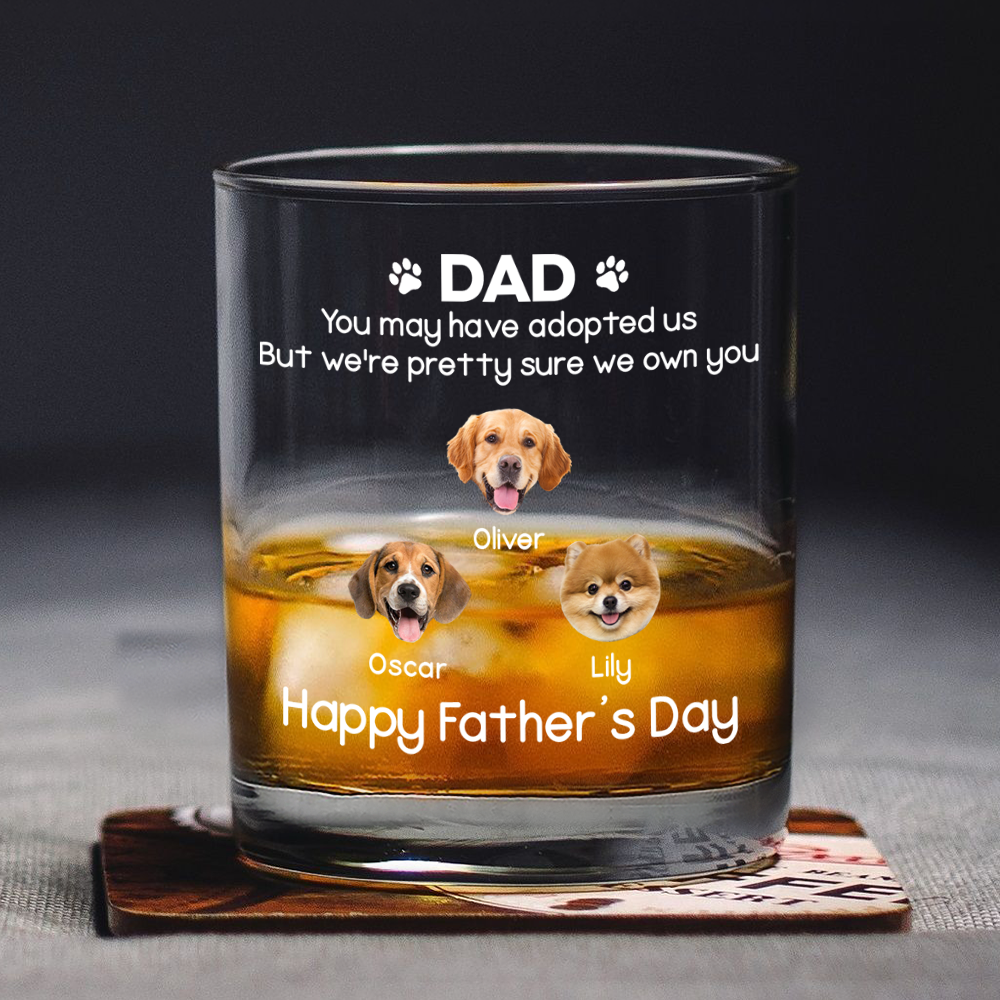 Personalized Dog Photo Whiskey Glass Custom Gift for Dad HN590 - Print Rock Glass GradoCreations